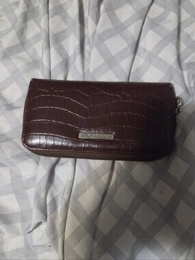Burgundy Croc-Embossed Zip Wallet Buxton